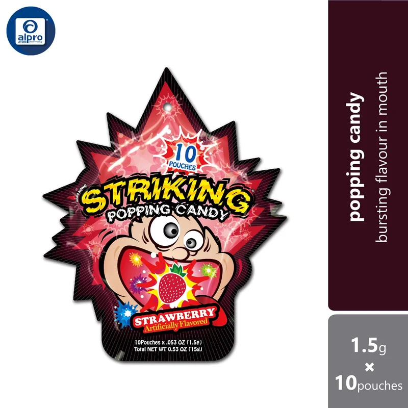 Striking Popping Candy Strawberry 1.5g ×10s | Bursting Strawberry Flavour in Mouth