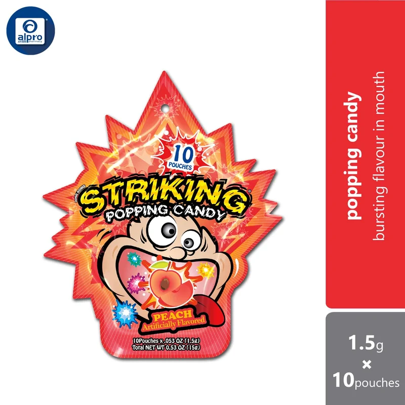 Striking Popping Candy Peach 1.5g ×10s | Bursting Peach Flavour in Mouth