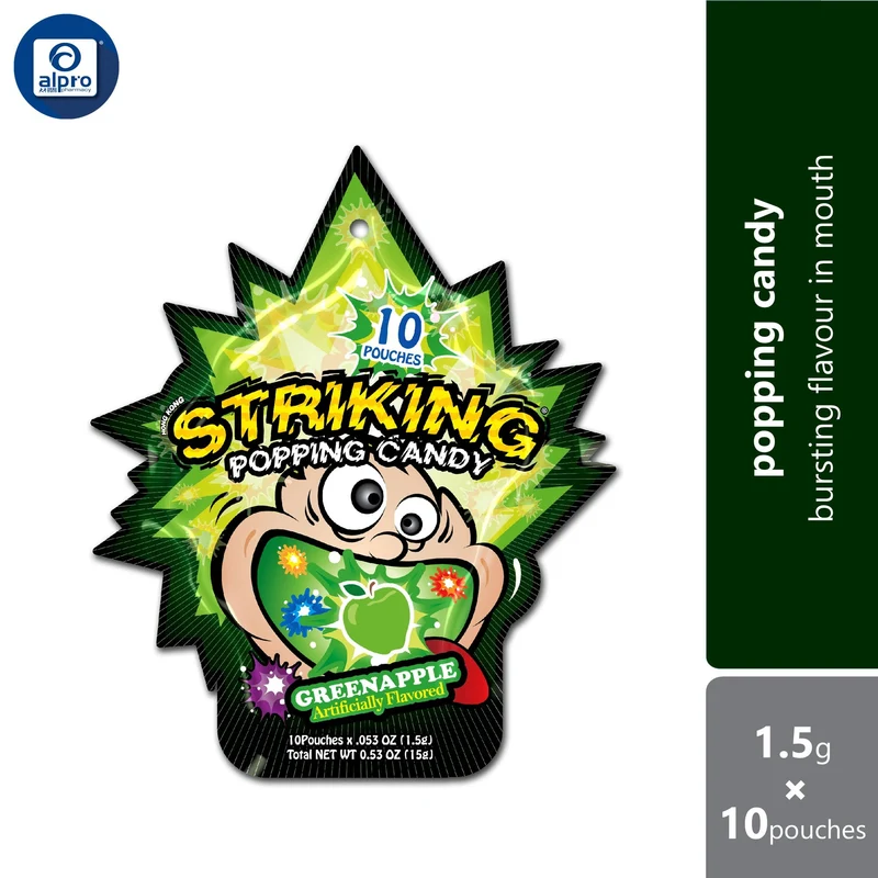 Striking Popping Candy Green Apple 1.5g ×10s | Bursting Green Apple Flavour in Mouth