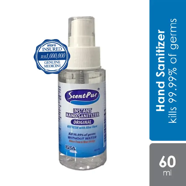 ScentPur Instant Hand Sanitizer Spray 60ml | Kills 99.99% of Germs