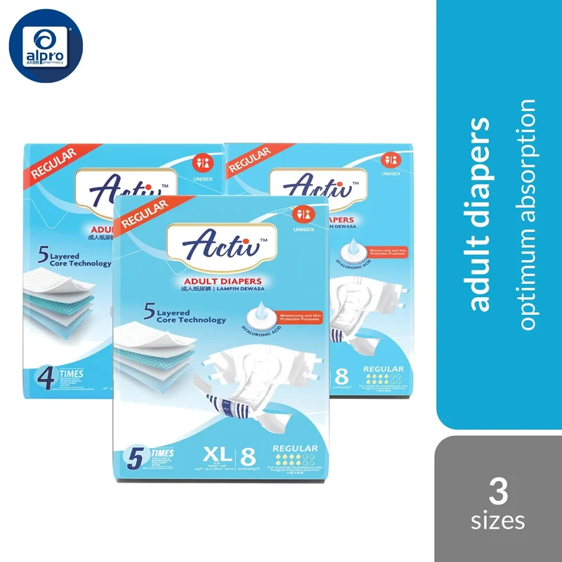 Respack Activ™ Adult Diapers Regular (Size M/ L/ XL) | Optimum Absorption and Moisturise Skin