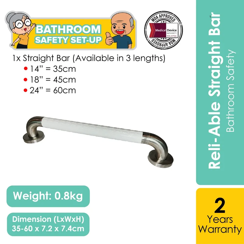 Reli-Able Straight Bar | Shower Grab Bar