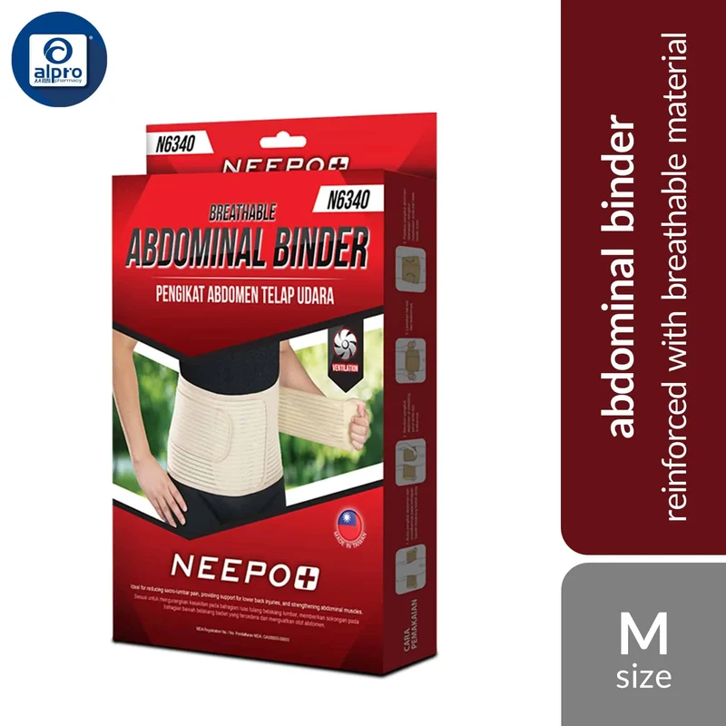 Neepo+ N6340 Abdominal Binder (Size M/ L/ XL/ XXL/ XXXL) | Reinforced With Breathable Material