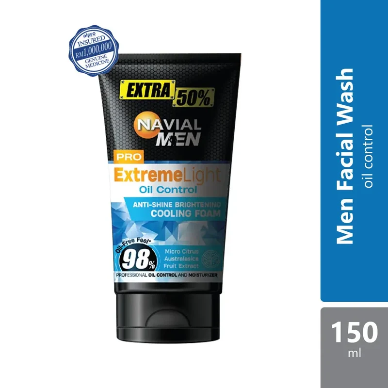 GSO Navial Men Pro Extreme Light Oil Control Cooling Foam 150ml | Cleans Away Impurities