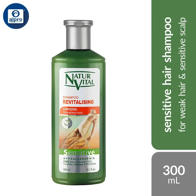 NaturVital Sensitive Shampoo (Revitalising/ Anti-Dandruff/ Moisturiser/ Oily Hair/ Frequent Use) 300mL | Increase Hair H