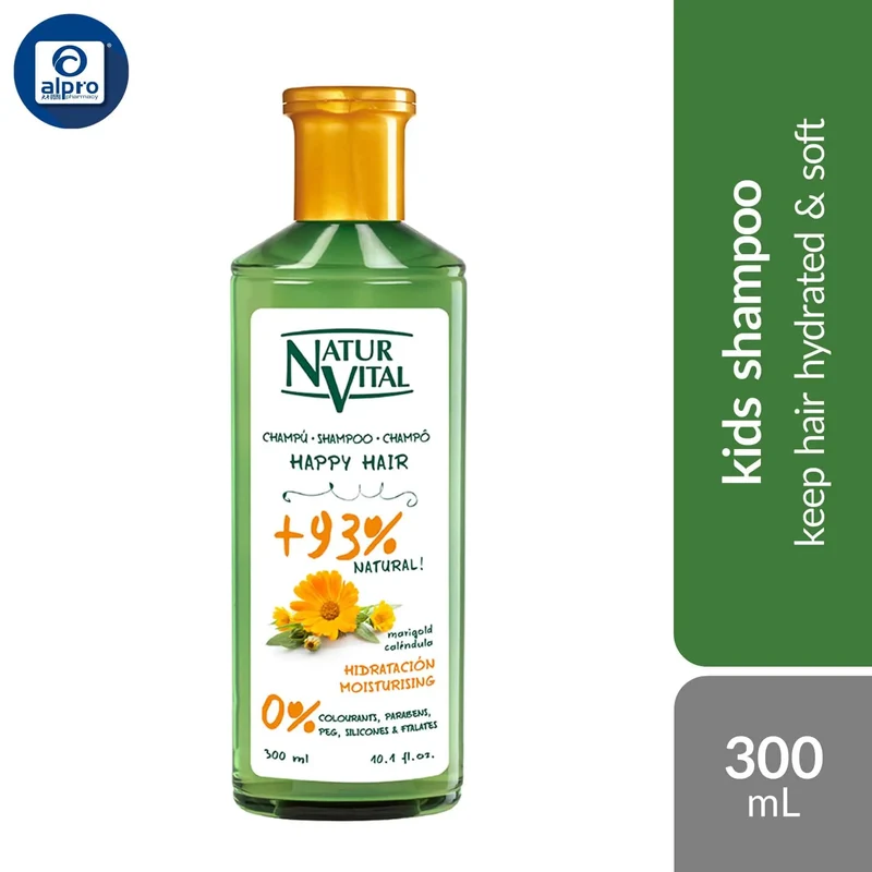 NaturVital Happy Kids Shampoo (Marigold - Moisturising/ Peach – Soft & Loose) 300mL | Keep Hair Hydrated & Soft