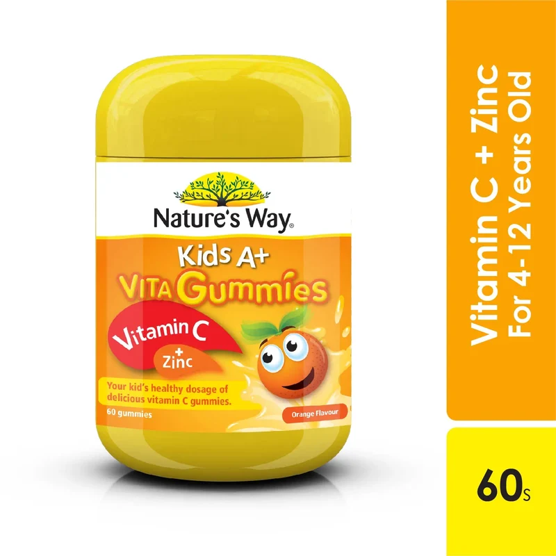 Natures Way Kids A+ Gummies Vitamin C + Zinc (Orange) 60s | For Children Above 4 Years Old