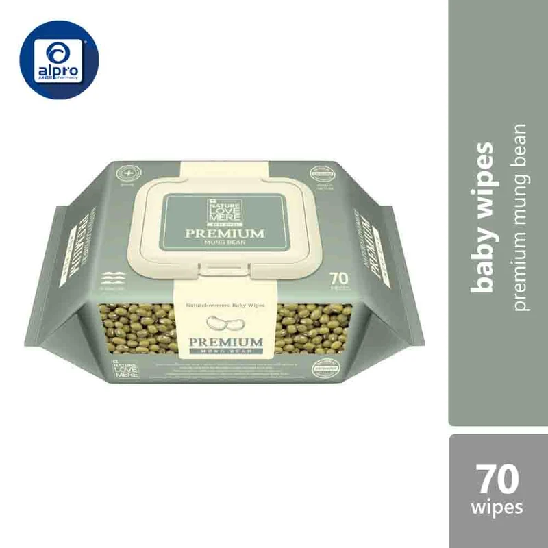 Nature Love Mere Baby Wipes Premium Mungbean Wipes with Cap 70pcs
