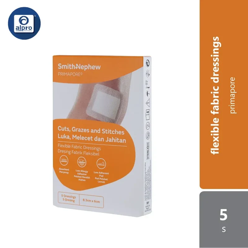 S&N Primapore Conformable Adhesive Dressing 8.3cm x 6cm 5s | Highly Absorbent