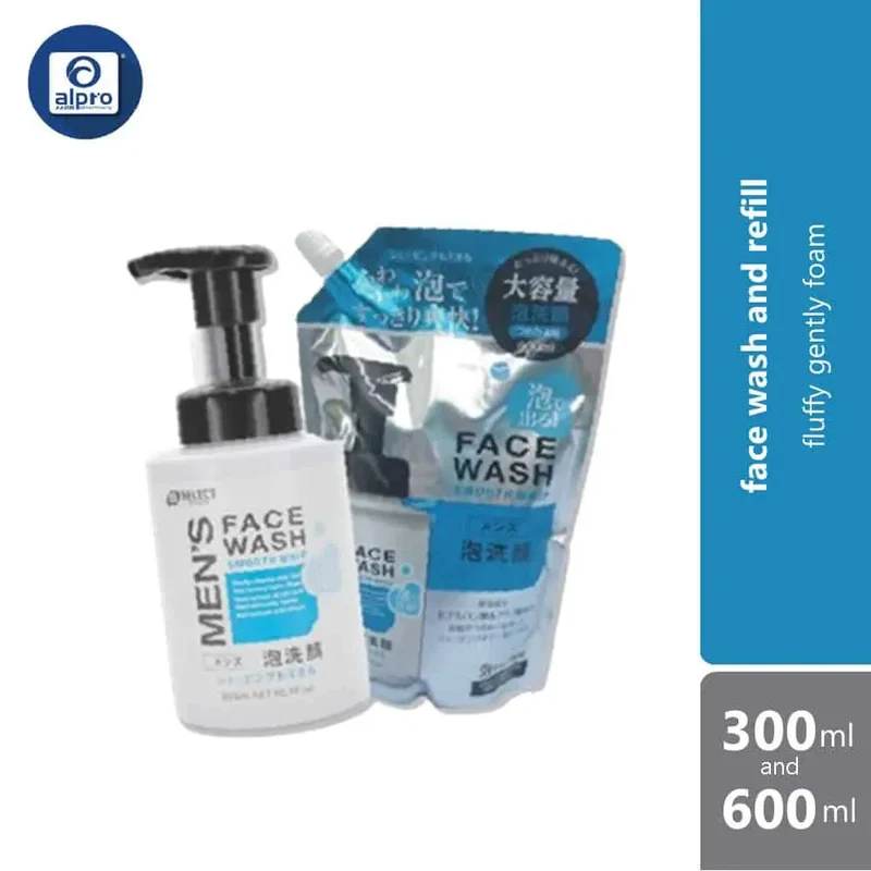 S Select Men's Face Wash Smooth Whip 300ml And Refill Pack 600ml