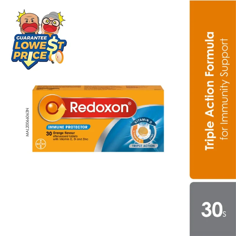 Redoxon Orange Triple Action Effervescent Vitamin C 30s | Suports Healthy Immune System