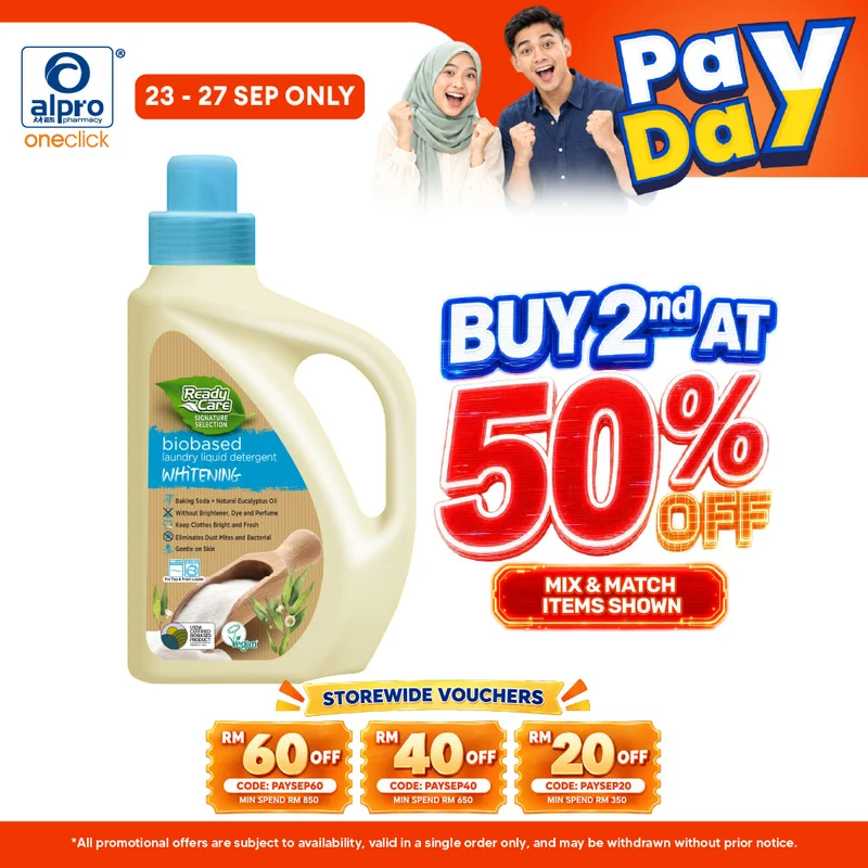 ReadyCare Signature Selection Biobased Laundry Liquid Detergent Whitening 2.1L | Outstanding Natural Whitening