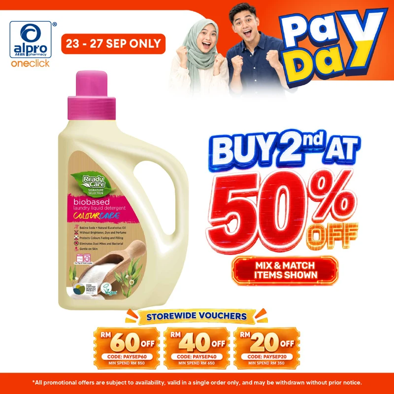 ReadyCare Signature Selection Biobased Laundry Liquid Detergent Colour Care 2.1L | Prevent Color Fade and Redeposition