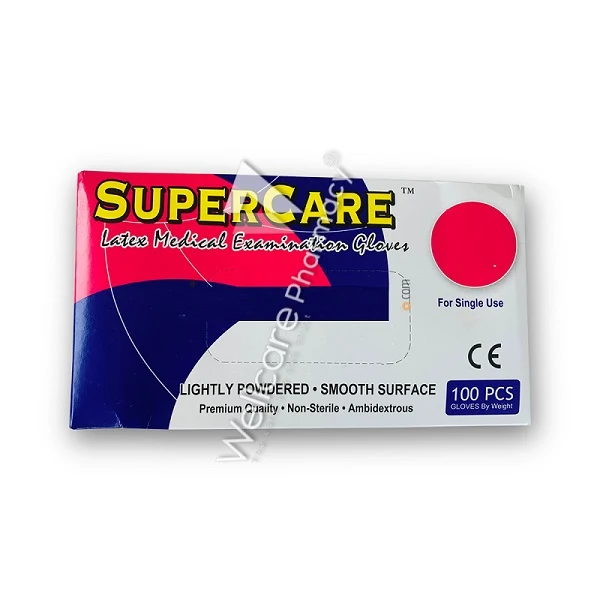 Supercare Disposable Latex Gloves Powder Free Medium100'S