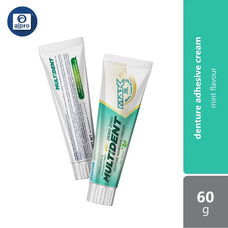 Multident Advanced Denture Adhesive Cream Mint 60g | Secure Fit and Fresher Breath