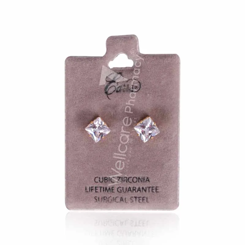 Earrs Eb769-6x6 Square Cubic Zirconia