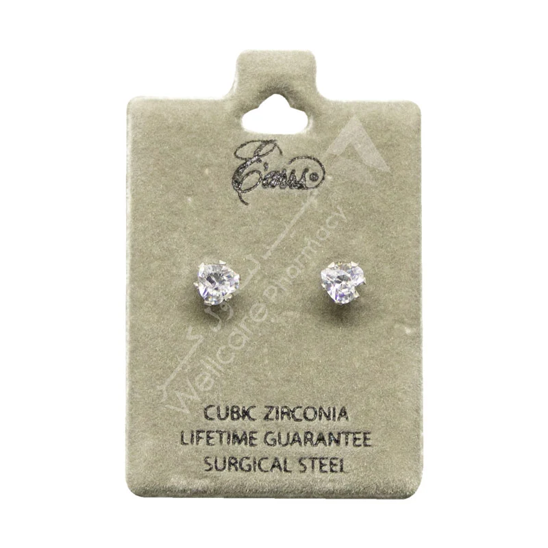 Earrs Stud Heart Shaped Silver Cubic Zirconia