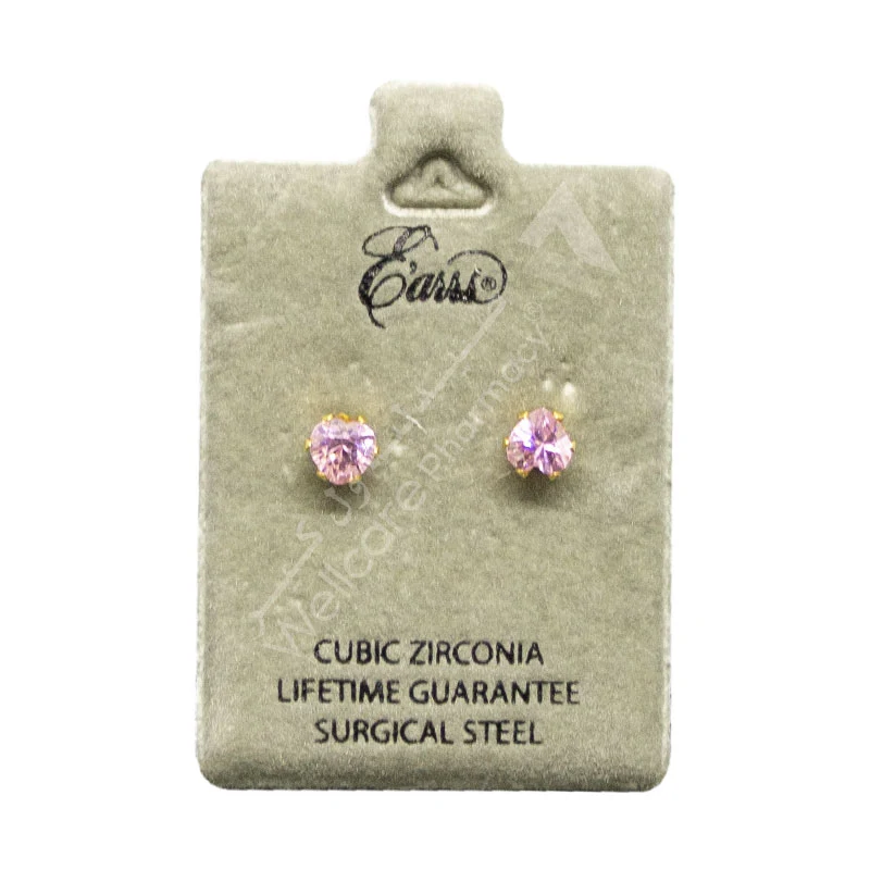 Earrs Eb468 Heart Shaped Pink Cubic Zirconia