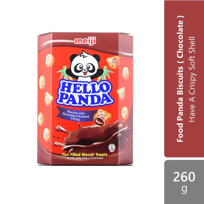 Meji Hello Panda Family Pack 260g ( Chocolate \ Strawberry \ Assorted ) | Have A Crispy Soft Shell