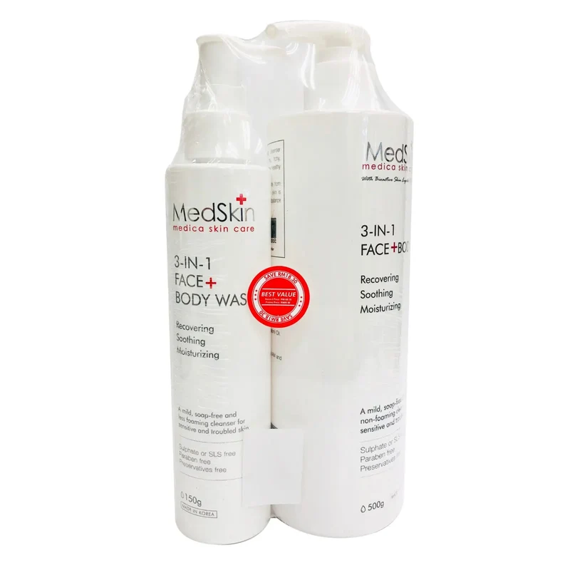 Medskin Face &body Wash 500ml+150ml | Soothes and Recover Dry Skin