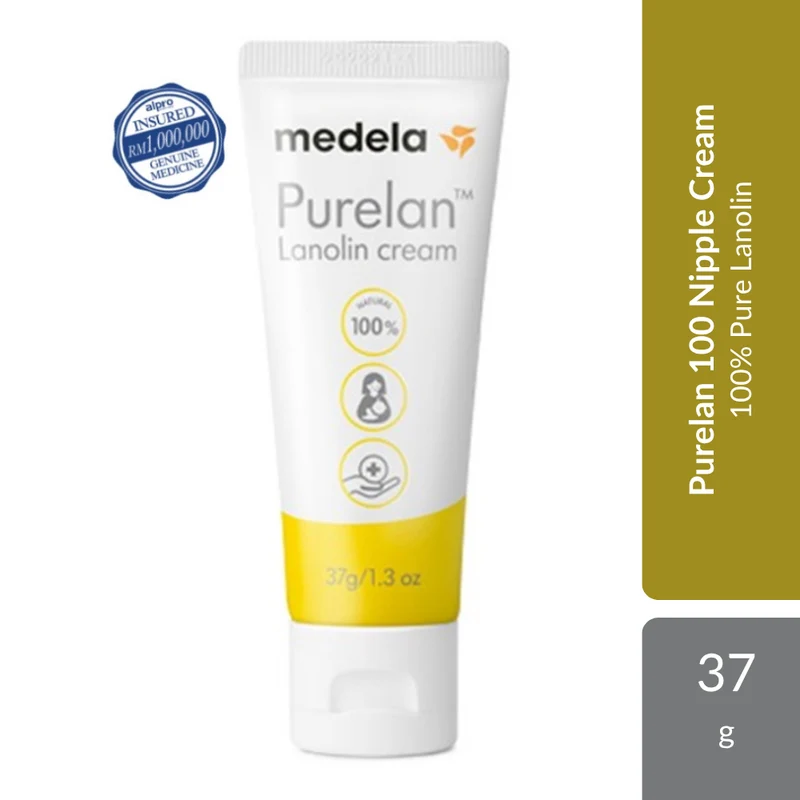 Medela Purelan 100 Nipple Cream 37g | 100% Pure Lanolin For Soothing Dry & Sore Nipples
