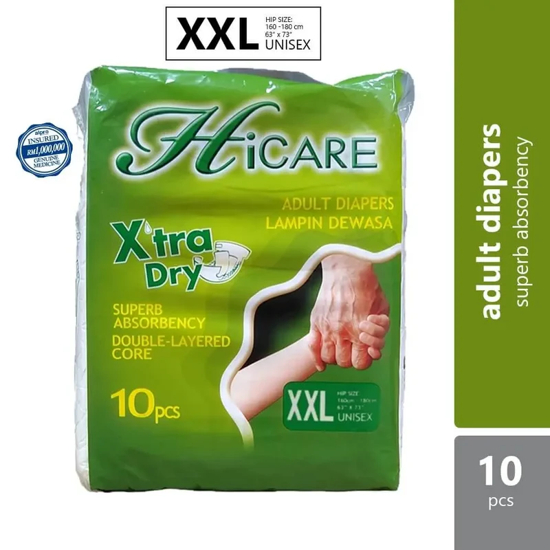 Hicare Adult Diapers Xtra Dry (XXL) 10s