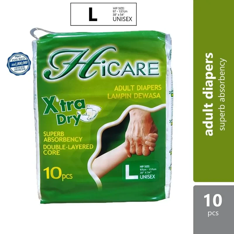 Hicare Adult Diapers Xtra Dry (L) 10s