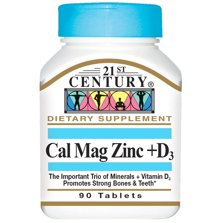 21st Century Calcium Magnesium Zinc + Vitamin D Tablets 90'S