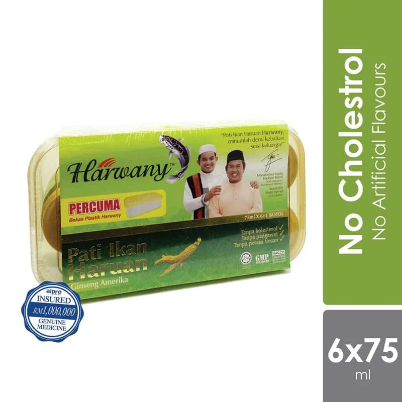 Harwany Pati Ikan Haruan Ginseng 75ml 6s Free Extra 1s