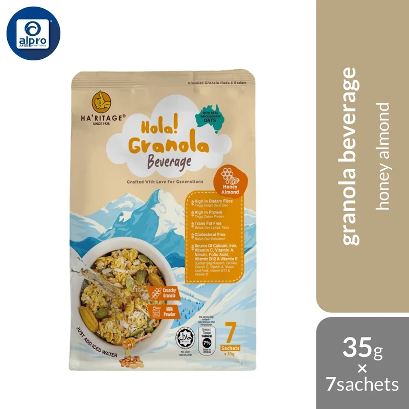 Haritage Hola! Granola Honey 245g (35g ×7s) | Enriched with Essential Vitamin Boost of Nutrition