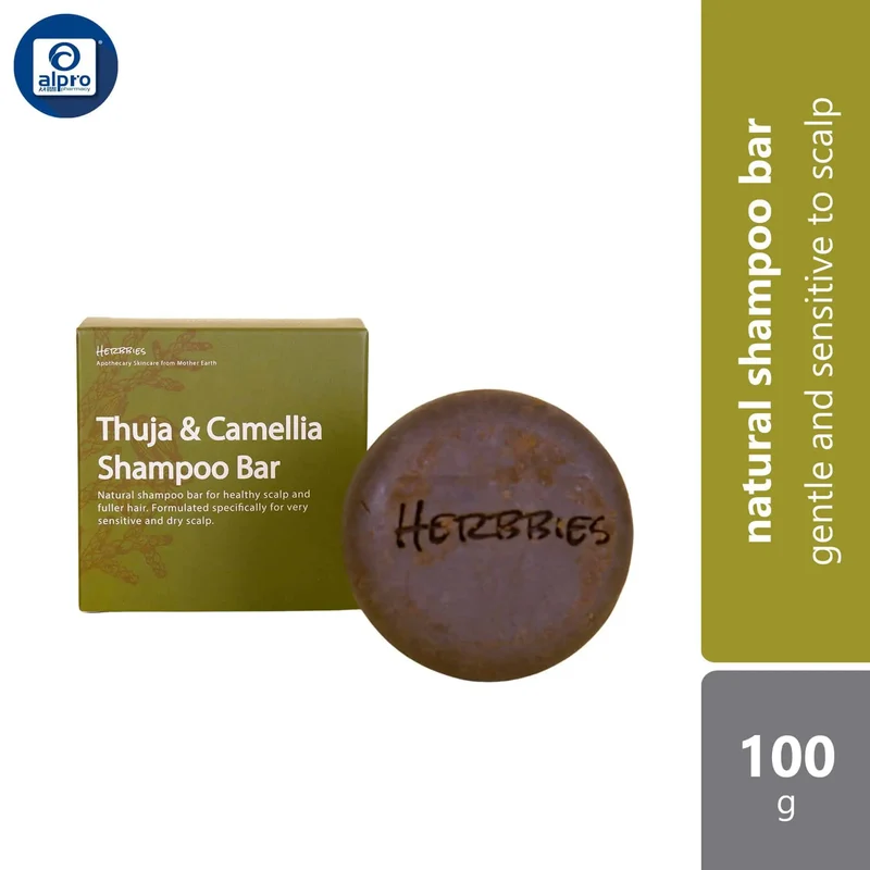Herbbies Thuja & Camellia Shampoo Bar 100g | Gentle and Sensitive To Scalp