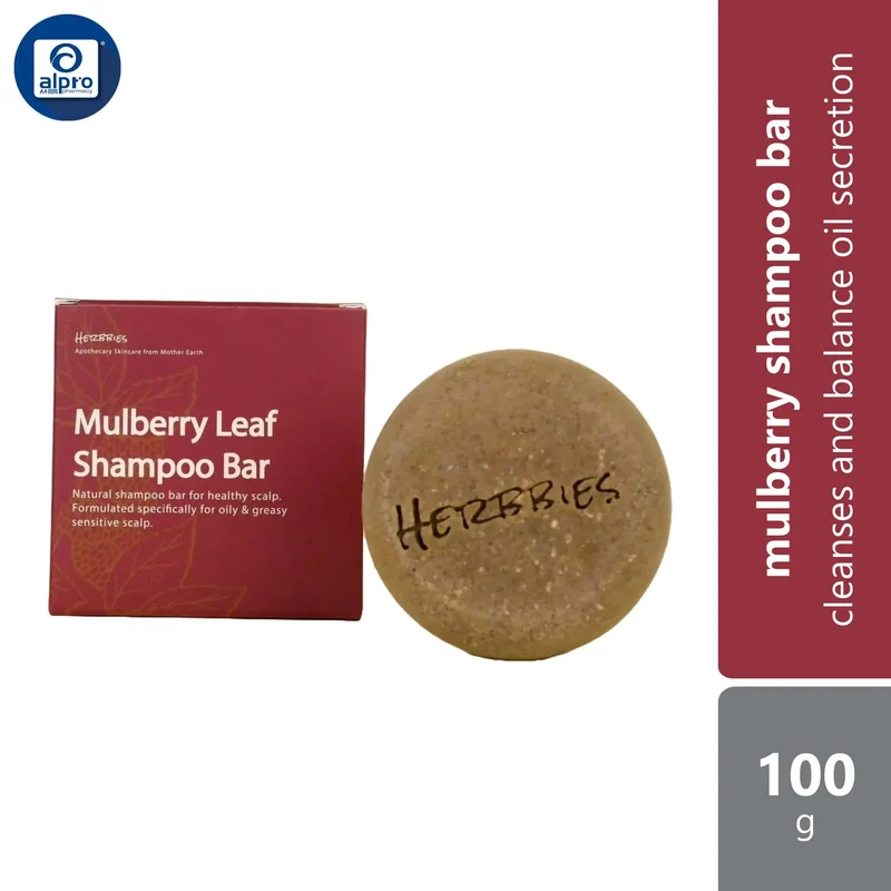 Herbbies Mulberry Leaf Shampoo Bar 100g | Cleanses and Balance Oil Secretion