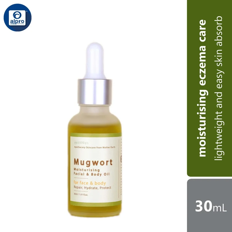 Herbbies Mugwort Moisturising Facial & Body Oil 30mL | Lightweight and Easy Skin Absorb