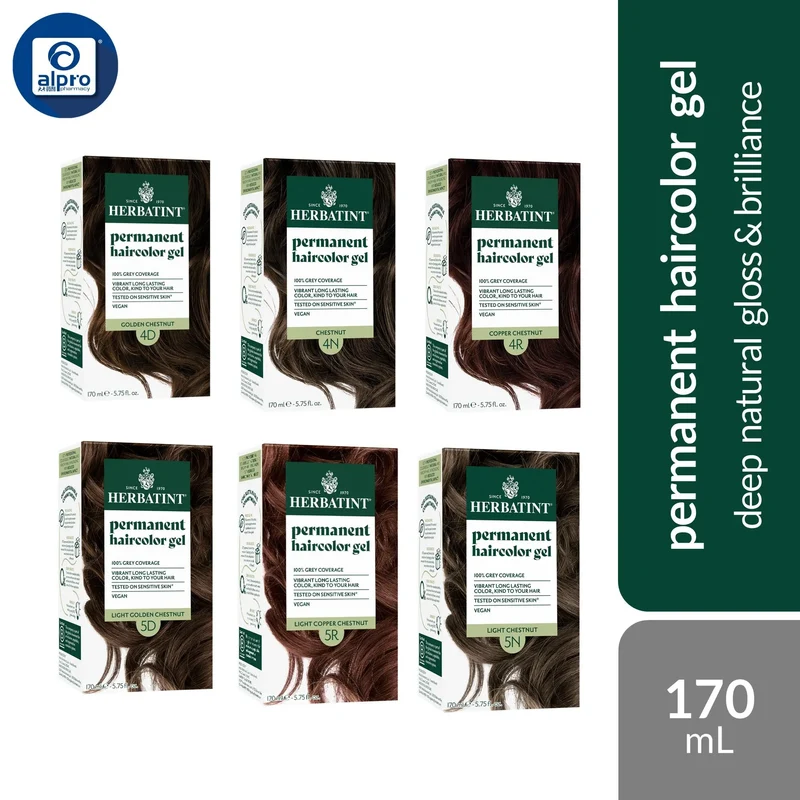 Herbatint Permanent Haircolour Gel Chestnut 170 mL | Deep Natural Gloss and Brilliance