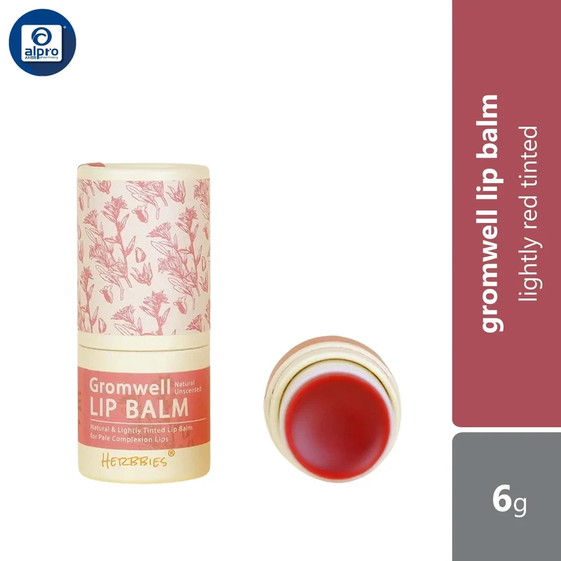 Herbbies Gromwell Colour Enhancing Lip Balm 6g | Lightly Red Tinted