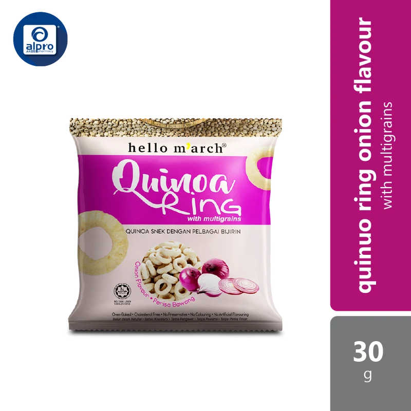Hello M'arch Quinoa Ring Onion Flavour 30gm | Snacks Up, Guilt-free!