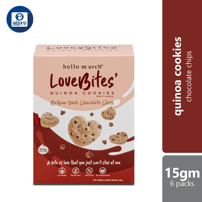 Hello M'arch Quinoa Cookies Chocolate Chips 6 X 15gm | Tickle Your Taste Bud