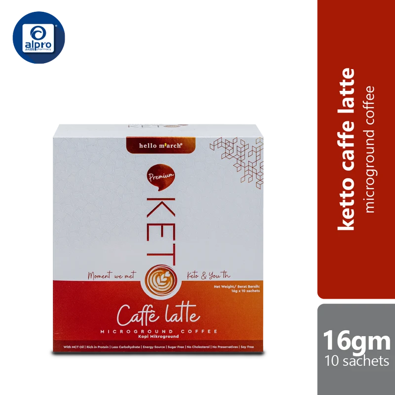 Hello M'arch Keto Caffe Latte Microground Coffee 10x16g | Help To Enhance The Body's Production Of Ketones