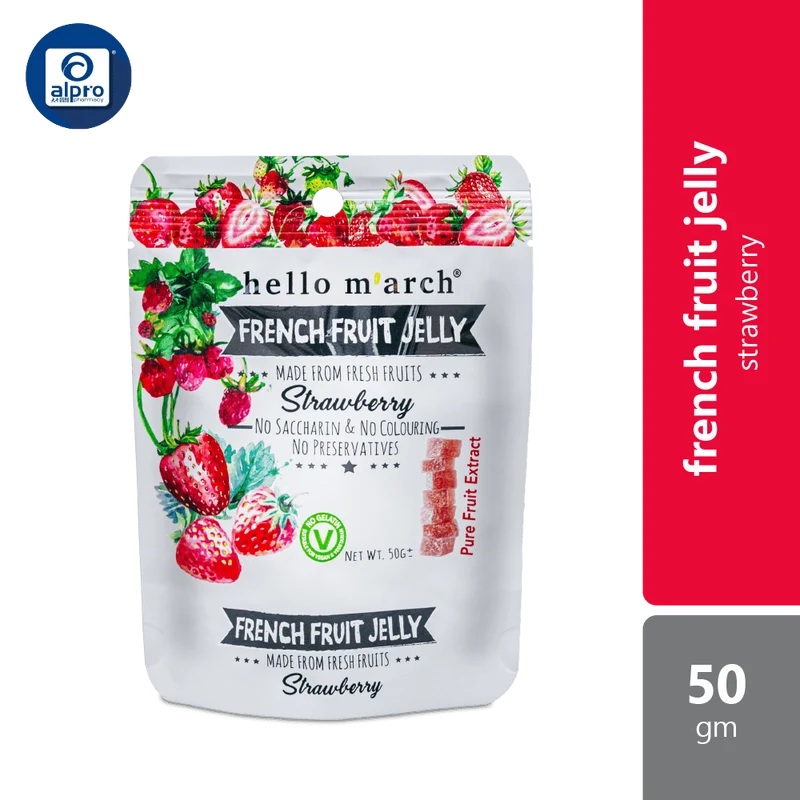 Hello M'arch French Fruit Jelly Strawberry 50gm | Tasty Real Fruit Jelly For You