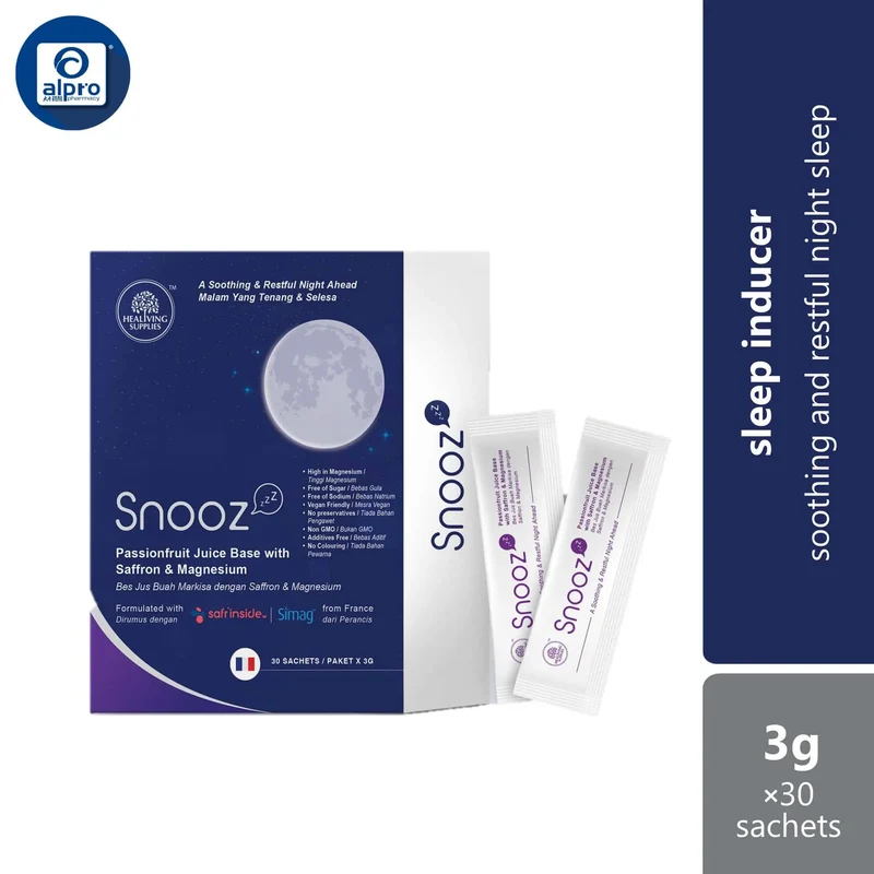 Healiving Supplies Snooz (3g ×30s) | Enhance Sleep with Safr’Inside™ and Simag™