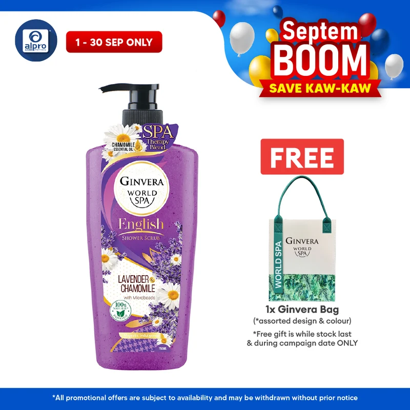 Ginvera World Spa English Shower Scrub Lavender & Camomile 750ml | Lavender and Chamomile
