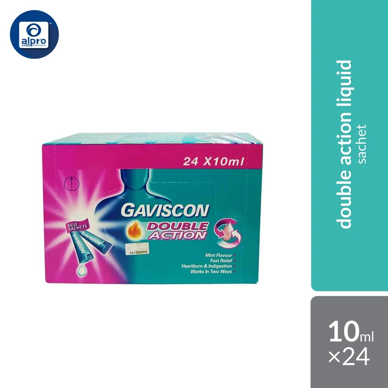 Gaviscon Double Action (sachet) 10ml 24s | Neutralises Excess Stomach Acid to Alleviate Discomfort
