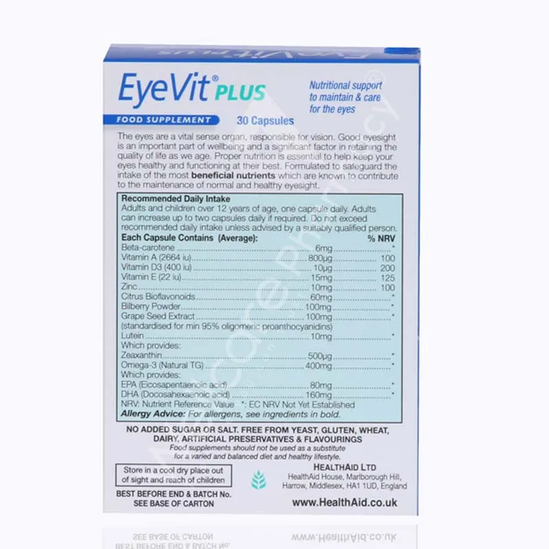 Health Aid Eyevit Plus Capsules 30'S
