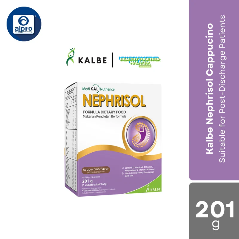Kalbe Nephrisol Cappucino 201g (3 Sachets X 67g) | Suitable for Post-Discharge Patients