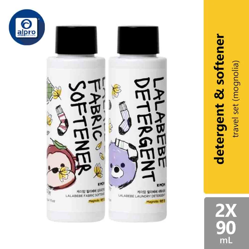 K-Mom Lalabebe Detergent & Softener Travel Set (Magnolia) 2 x 90ml