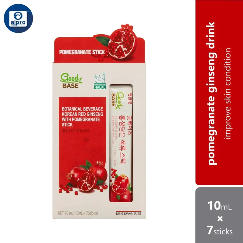 Jung Kwan Jang Goodbase Botanical Beverage Korean Red Ginseng with Pomegranate Stick 10ml ×7s | Improve Skin Condition