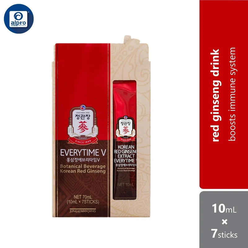 Jung Kwan Jang Botanical Beverage Korean Red Ginseng Everytime V 10ml ×7s | Boosts Immune System