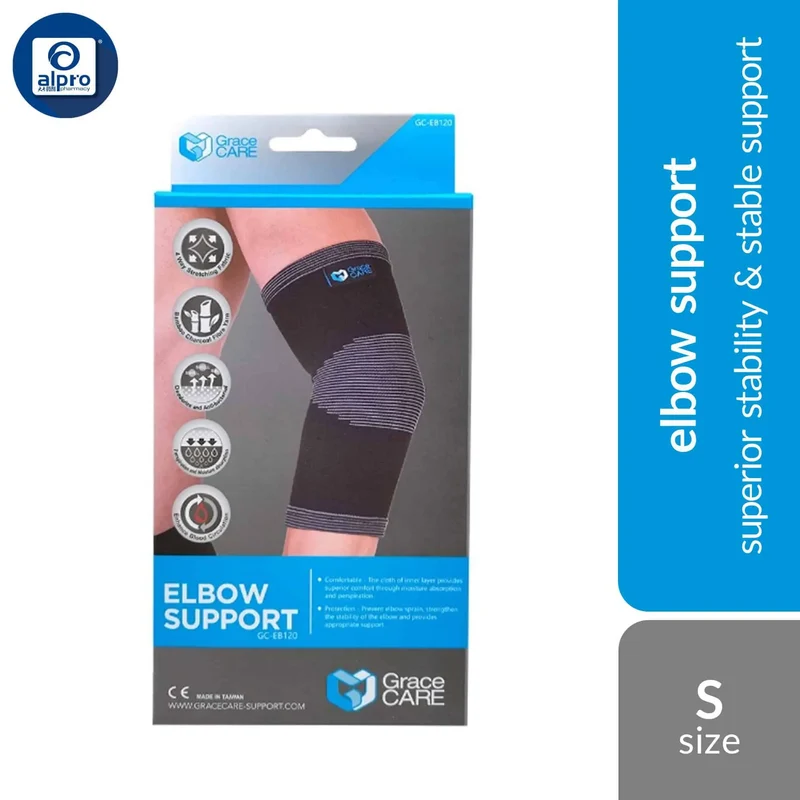 Grace Care Elbow Support EB120 Black (Size S/ M/ L/ XL) | Superior Stability & Stable Support