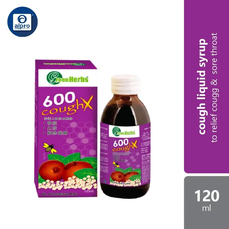 Greenherbs 600 Cough X 120ml | Traditionally Used For Reducing Phlegm, Relief Of Cough, Relief Of Sore Throat
