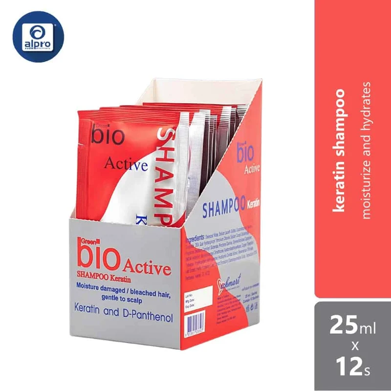 Green Bio Active Keratin Shampoo Sachet 25ml X 12s | Moisturize & Hydrates